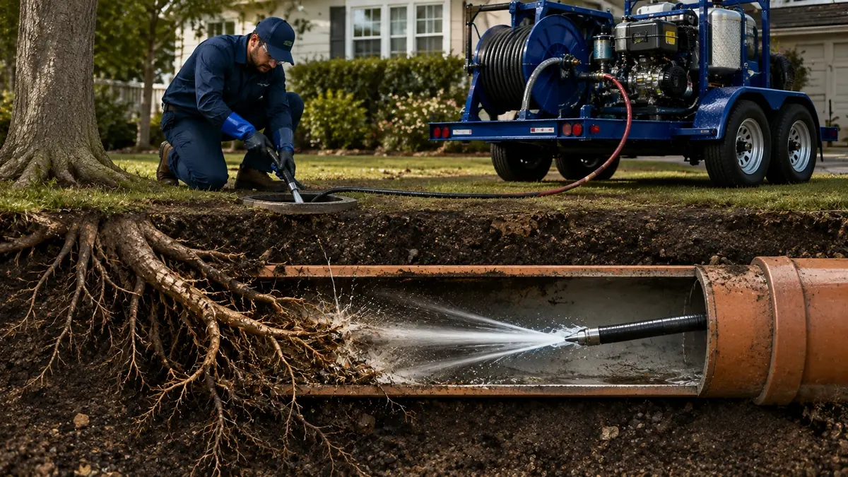 Tree Root Removal with Hydro Jetting in Montclair